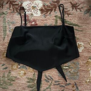 Aritzia/Sunday Best Black Satin Handkerchief Top Tie Back